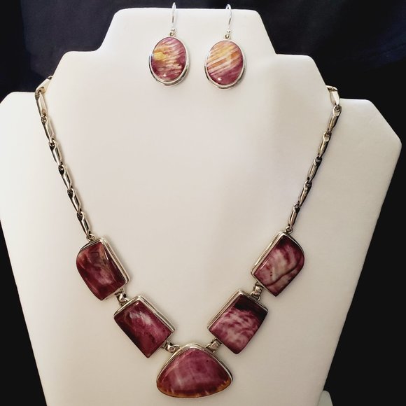 Authentic Purple Spiny Oyster Necklace & Earrings.